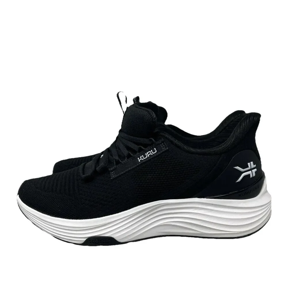 Kuru Atom 2 Sneakers Mens 8 Black White Knit Supportive Orthopedic Walking Shoes